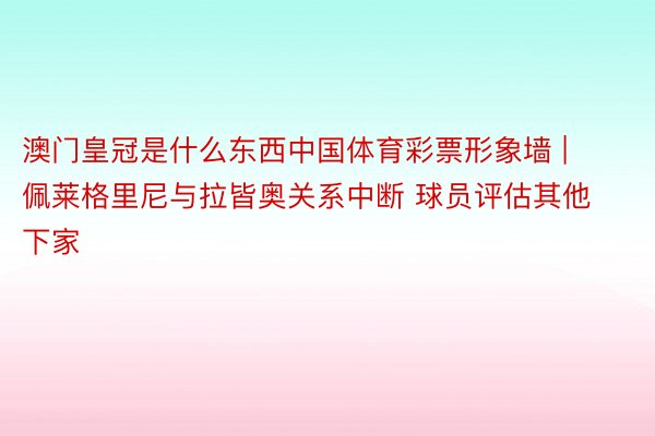 澳门皇冠是什么东西中国体育彩票形象墙 | 佩莱格里尼与拉皆奥关系中断 球员评估其他下家