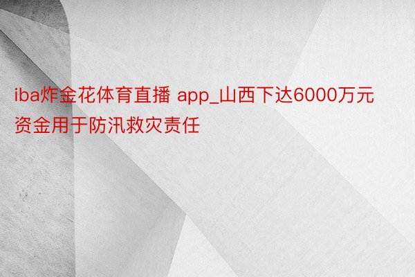 iba炸金花体育直播 app_山西下达6000万元资金用于防汛救灾责任